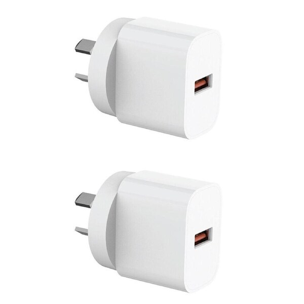 2PK Laser 18W USB-A QC3 Wall Fast Charger AU/NZ Plug Universal Compatibility
