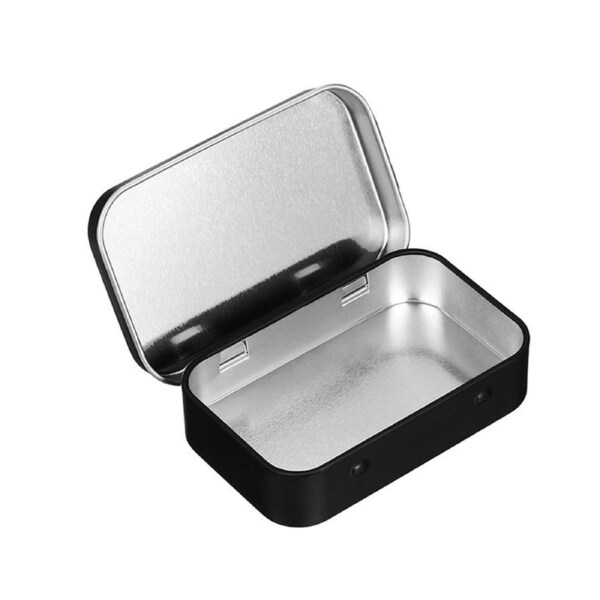 6pcs Metal Hinged Tin Box Container Blank Portable Small Storage Container Case Black