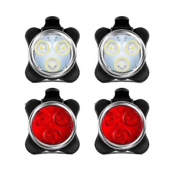 JOYBUY 4 Pack Usb Rechargeable Bike Light Set Front And Rear Led Light