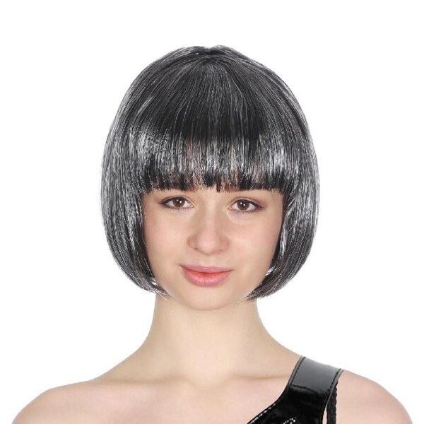 Short Grey Bob Costume Wig with Fringe – 70cm