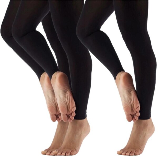 3x Womens Ladies Footless Tights Stockings Pantyhose Leg Hosiery Thermal - Black