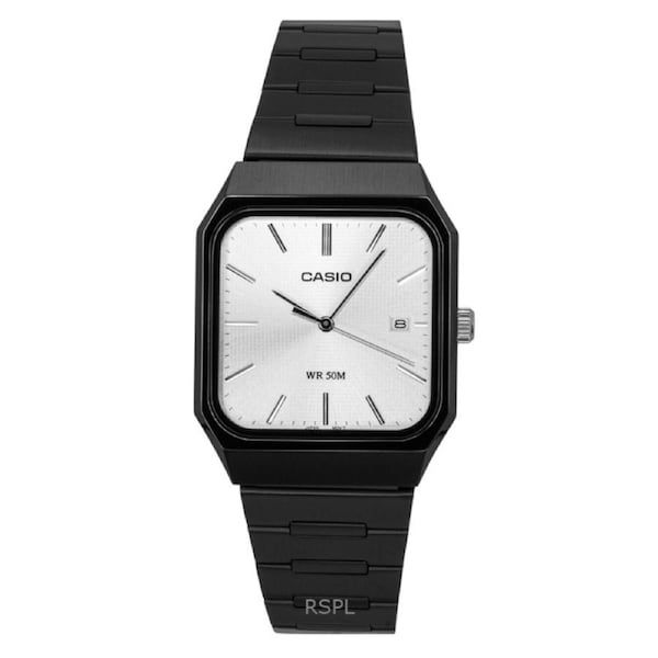 Casio Standard Analog Quartz MTP-B185B-7AV Mens Watch Stainless Steel Silver Dial Date Display 50M