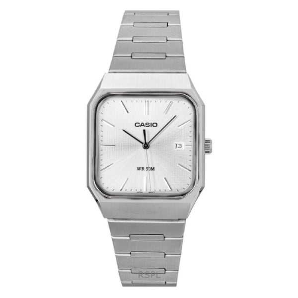 Casio Standard Analog Quartz MTP-B185D-7AV Mens Watch Stainless Steel Silver Dial Date Display 50M