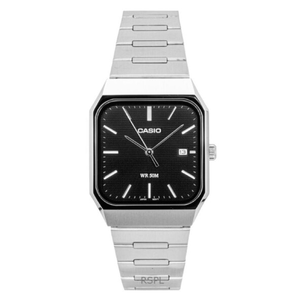 Casio Standard Analog Quartz MTP-B185D-1AV Mens Watch Stainless Steel Black Dial Date Display 50M