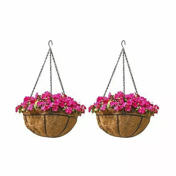 Coconut Fiber Hanging Baskets Garden Plant Rope Pots 2 Pack