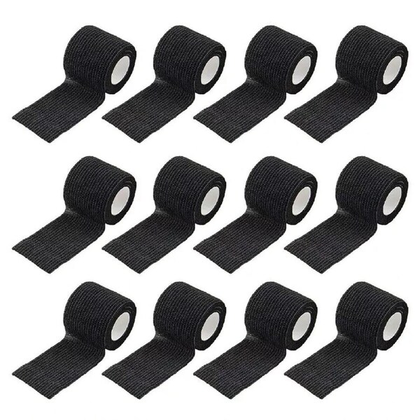 Black Pet Vet Wrap Cohesive Self-Adhesive Bandage 12pcs