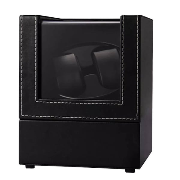 Luxury Dual Watch Winder PU Leather Box with USB Power Plug