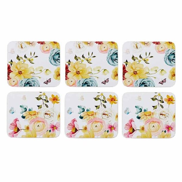 Ashdene Kitchen Cork Backed Drink Coasters Springtime Set 6