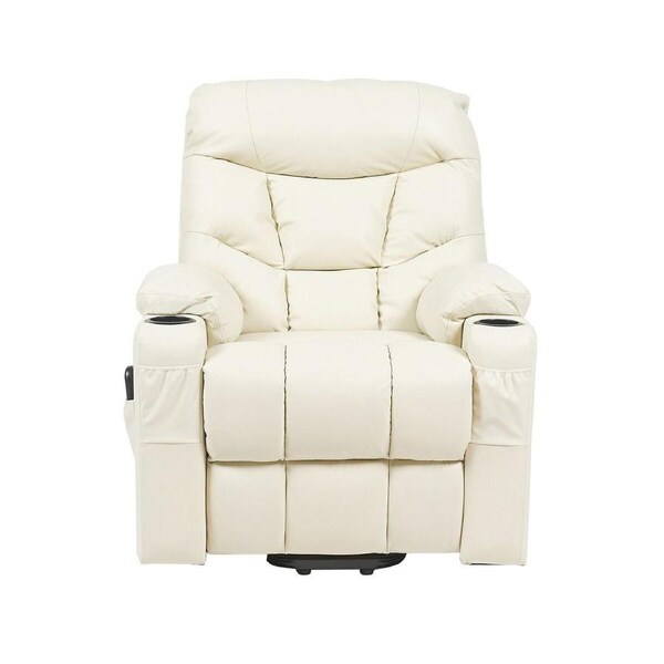 Recliner Massage Chair Single Sofa Electric Power Lift Riser Leather Armchair 8 Point Heat Massaging Lounge Elderly Senior Mobility Assisted Furniture