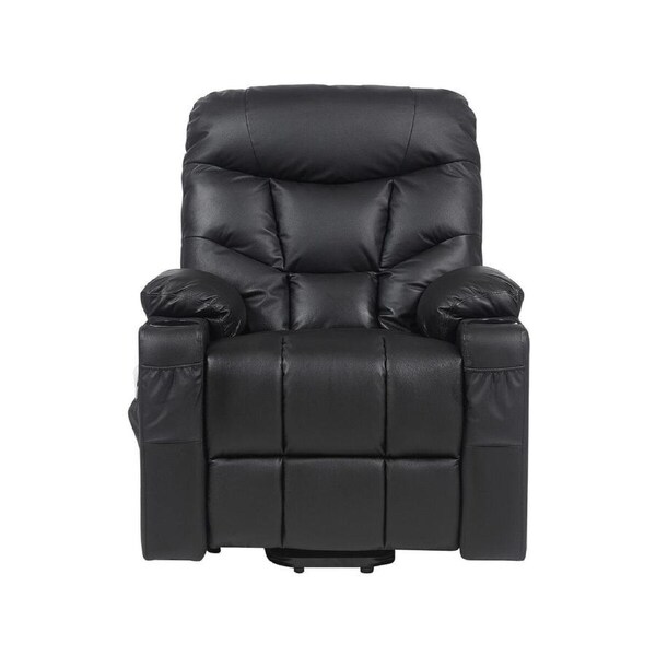 Electric Recliner Chair Lift Massage 8 Point Heated Massaging Lounge Sofa Leather Armchair Power Riser Assist Senior Elderly Aged Care Single Black