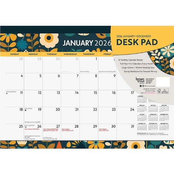 2026 Calendar Autumn Garden Desk Pad, BrownTrout A05425
