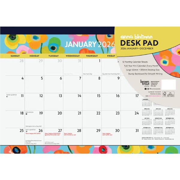 2026 Calendar Anna Blatman Desk Pad, BrownTrout A05418