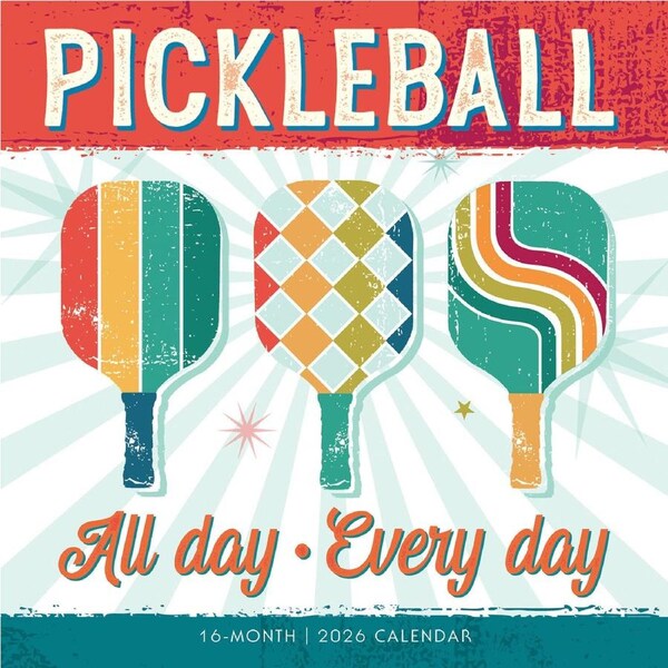 2026 Calendar Pickleball 16-Month Square Wall, Sellers S43394