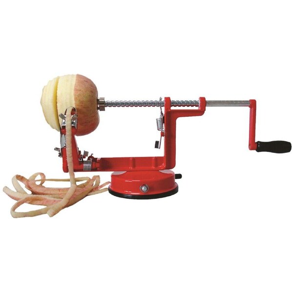 Appetito Sturdy Kitchen Apple Peeler/Corer Device w/ Suction Base Red