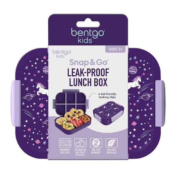 Bentgo Kids Snap & Go Printed Lunch Box Container 23.1x17.8x5.3cm Unicorn