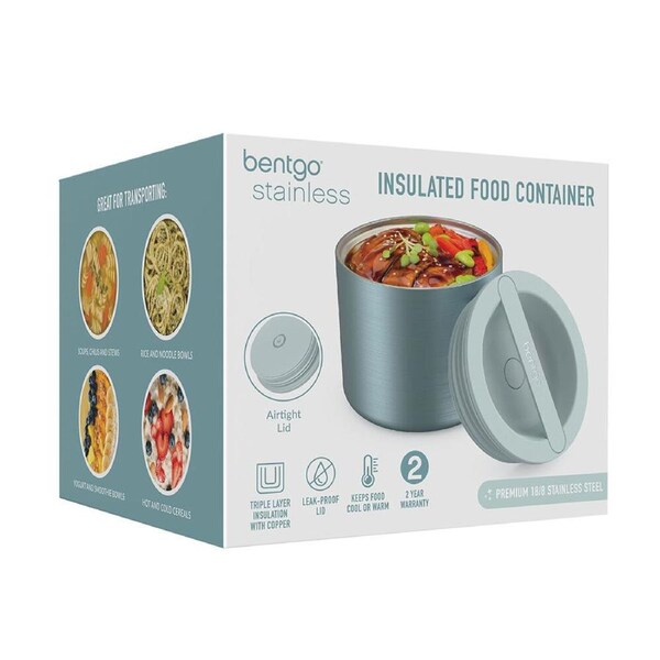 Bentgo Stainless Steel Insulated 560ml Food Container 13x10.4cm Aqua