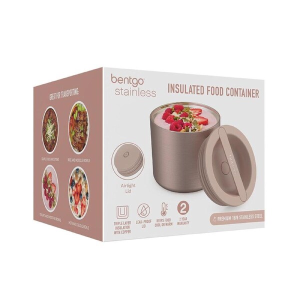 Bentgo Stainless Steel Insulated 560ml Food Container 13x10.4cm Rose Gold