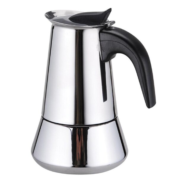 Casabarista Roma Stainless Steel 4 Cups Espresso Coffee Maker Moka Pot Silver