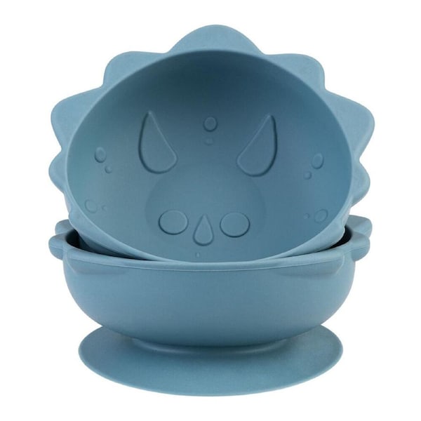 2pc Melii Luxe Childrens Animal Silicone Suction Bowls Set Dinosaur 6m+