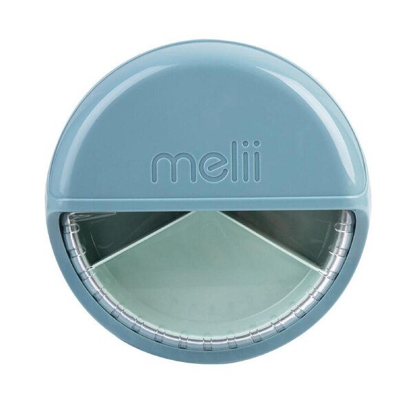 Melii Luxe Round Spin Snack Container Food Storage Box 342ml Blue 3y+