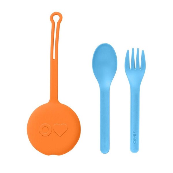 3pc Omie Omiepod Kid-Friendly Cutlery Set w/ Fork and Spoon Sunrise