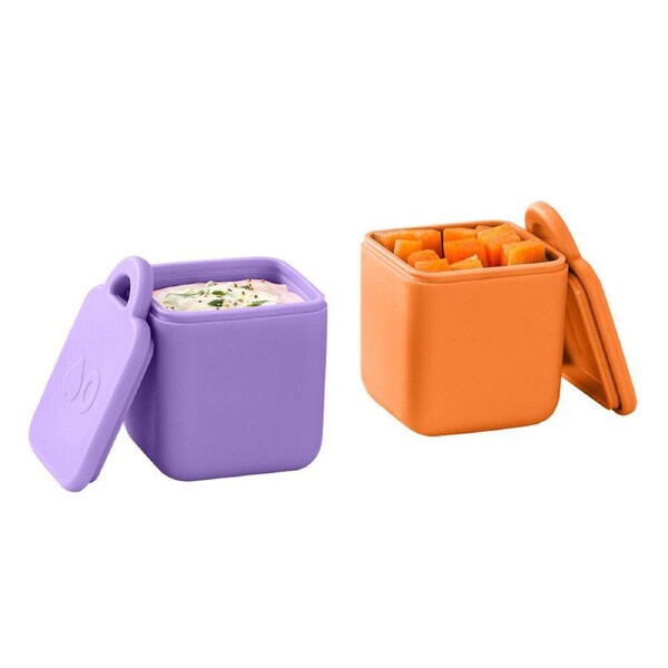 2pc Omie Omiedip Silicone Dip Containers Set 5.58x7.11x5.84cm Purple/Orange