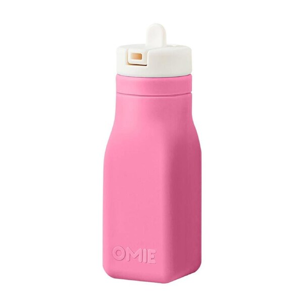 Omie Omiebottle Silicone Drink Bottle w/ Flip and Sip Straw 250ml Pink