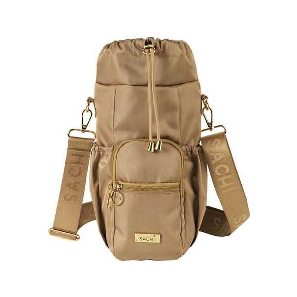 Sachi Deluxe Crossbody Insulated Bottle Bag w/ Adjustable Strap Latte