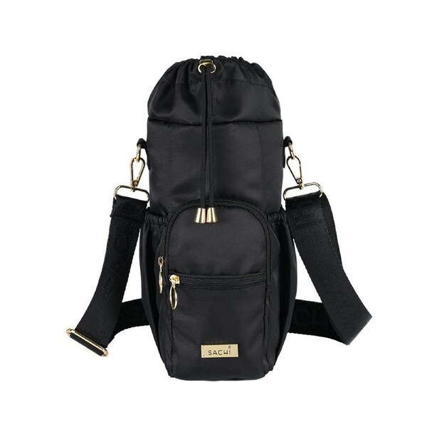 Sachi Deluxe Crossbody Insulated Bottle Bag w/ Adjustable Strap Black