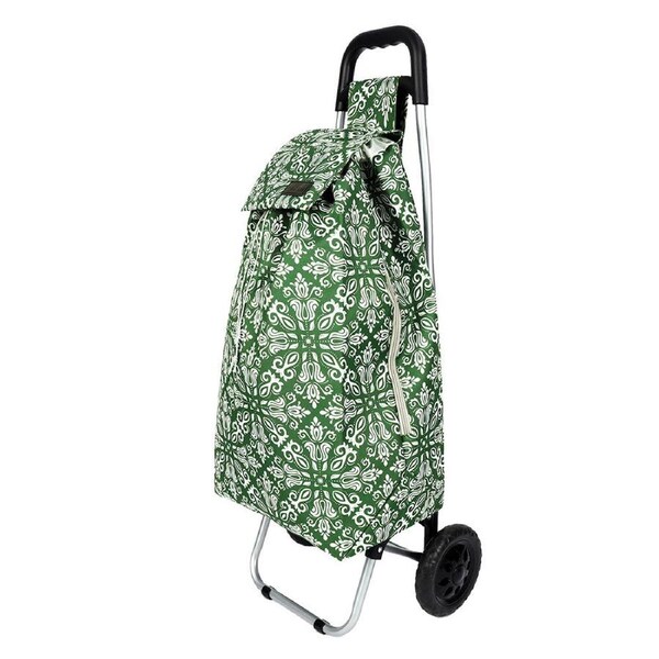 Sachi Sprint Large Everyday Grocery Wheeled Shopping Trolley 45L Bohemian Green