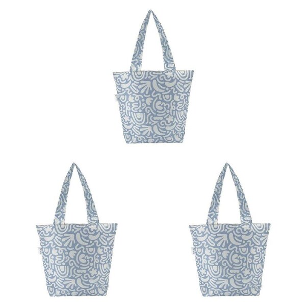 3PK Sachi Insulated Market Tote Grocery Carry Bag 27x15x38cm Blue Squiggles