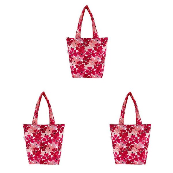 3PK Sachi Insulated Market Tote Grocery Carry Bag 27x15x38cm Red Poppies