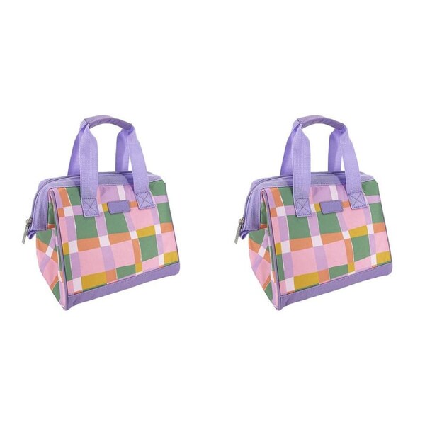 2PK Sachi Style 34 Insulated Leak-Proof Lunch Bag 24x17x22cm Pastel Checks