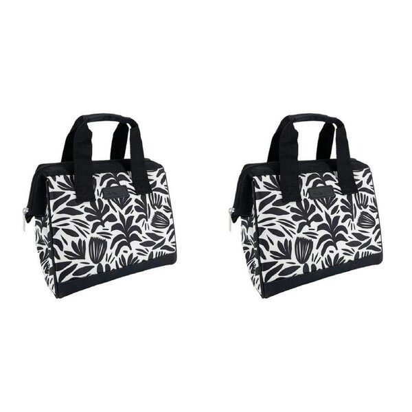 2PK Sachi Style 34 Insulated Leak-Proof Lunch Bag 24x17x22cm Monochrome Blooms