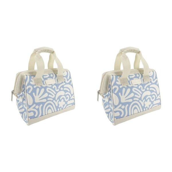 2PK Sachi Style 34 Insulated Leak-Proof Lunch Bag 24x17x22cm Blue Squiggles