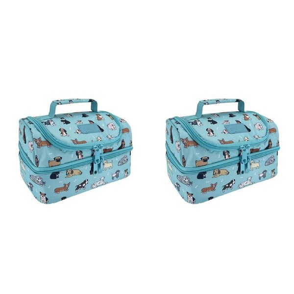 2PK Sachi Style 235 Insulated Double Decker Lunch Bag 25.5x17x14cm Puppy Dogs