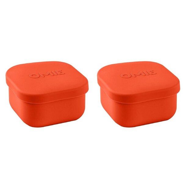 2PK Omie Omiesnack 280ml Silicone Container Lunch Box 5.58x9.65x8.89cm Red