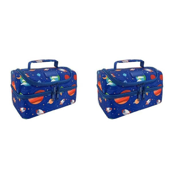 2PK Sachi Style 235 Insulated Double Decker Lunch Bag 25.5x17x14cm Outer Space
