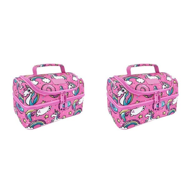 2PK Sachi Style 235 Insulated Double Decker Lunch Bag 25.5x17x14cm Unicorns