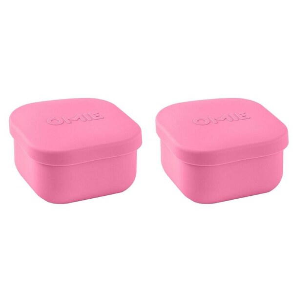 2PK Omie Omiesnack 280ml Silicone Container Lunch Box 5.58x9.65x8.89cm Pink