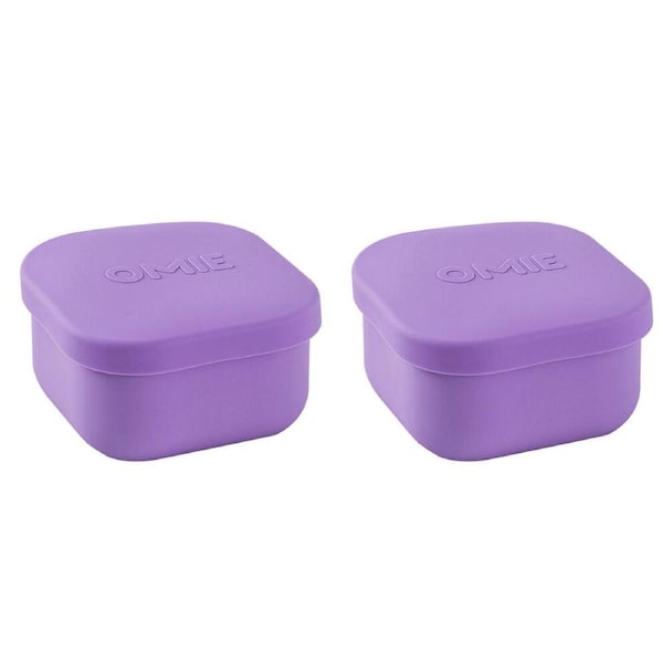 2PK Omie Omiesnack 280ml Silicone Container Lunch Box 5.58x9.65x8.89cm Purple