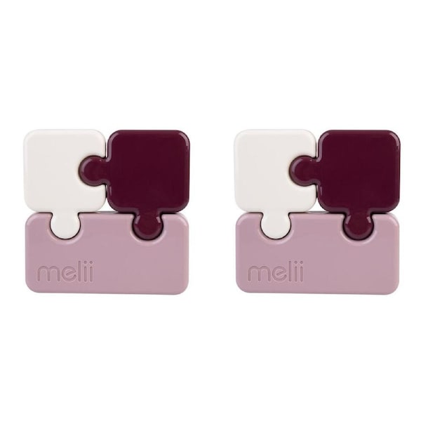 2PK Melii Luxe Childrens Puzzle Food & Snacks Container Lunch Box 850ml Pink