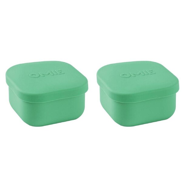 2PK Omie Omiesnack 280ml Silicone Container Lunch Box 5.58x9.65x8.89cm Green