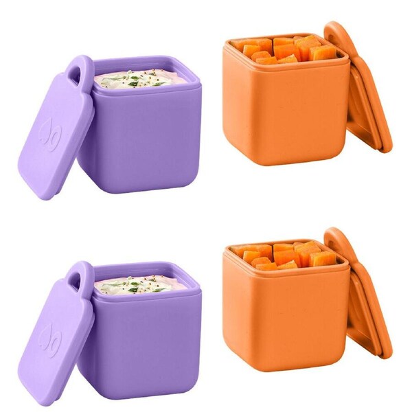 2x 2pc Omie Omiedip Silicone Dip Containers Set 5.58x7.11x5.84cm Purple/Orange