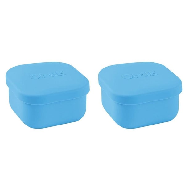 2PK Omie Omiesnack 280ml Silicone Container Lunch Box 5.58x9.65x8.89cm Blue