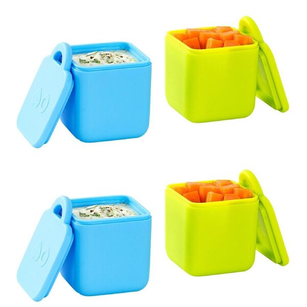 2x 2pc Omie Omiedip Silicone Dip Containers Set 5.58x7.11x5.84cm Blue/Lime