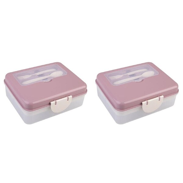 2PK Melii Luxe 2-Tier Bento Box Food Container w/ 6 Compartments Girls 3y+