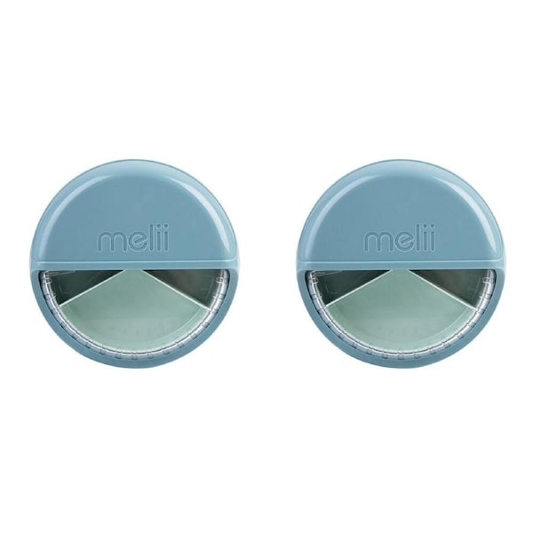 2PK Melii Luxe Round Spin Snack Container Food Storage Box 342ml Blue 3y+