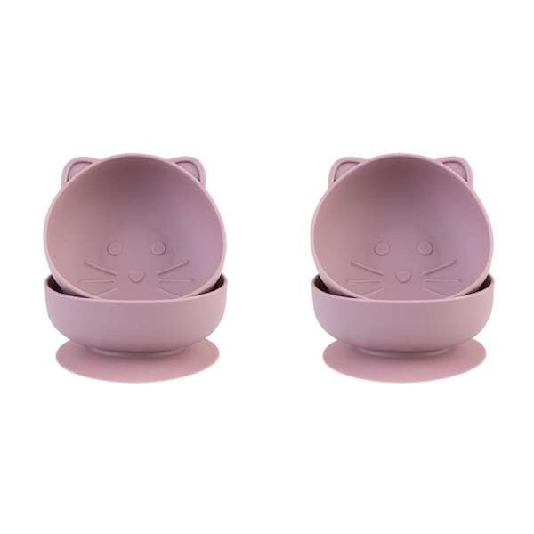 2x 2pc Melii Luxe Childrens Animal Silicone Suction Bowls Set Unicorn 6m+