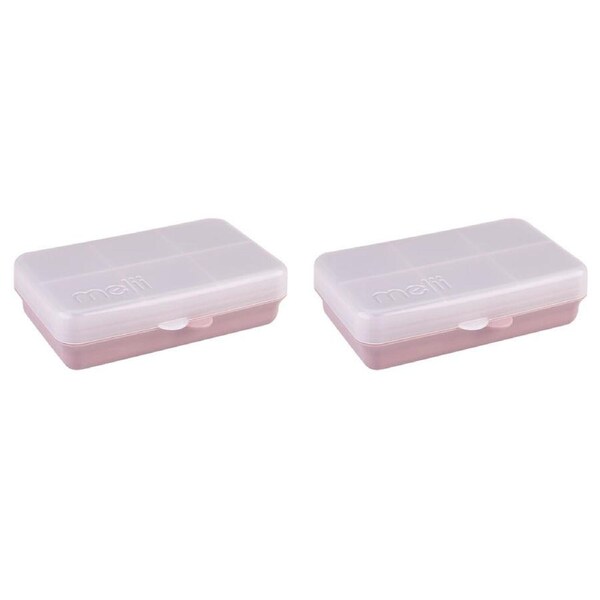 2PK Melii Luxe Snackle Box Food Storage Container w/ 6 Compartments Mini Pink